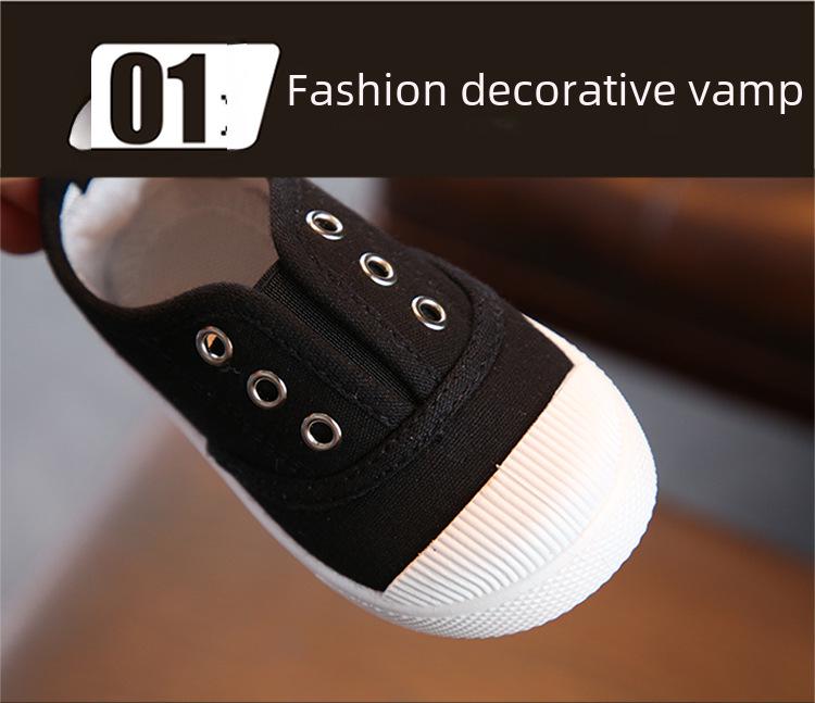 Children's Canvas Shoes with Soft Sole for Indoor Kindergarten - White Girls' Shoes