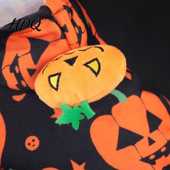 Non-restrictive Dog Wear Halloween Pumpkin Hoodie Pet Sweatshirt Autumn Pullover Cute Costume Hooded T-shirt for Small Medium Dogs Cats Festive