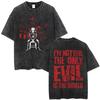 Anime Tokyo Ghoul Vintage Washed T-shirt Cartoon Kaneki Ken Graphic T Shirt Retro Manga Harajuku Oversized T-shirts Unisex