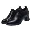 Retro deep mouth elastic band mother single shoes autumn 2025 new soft leather comfortable versatile thick heel women's leather shoes