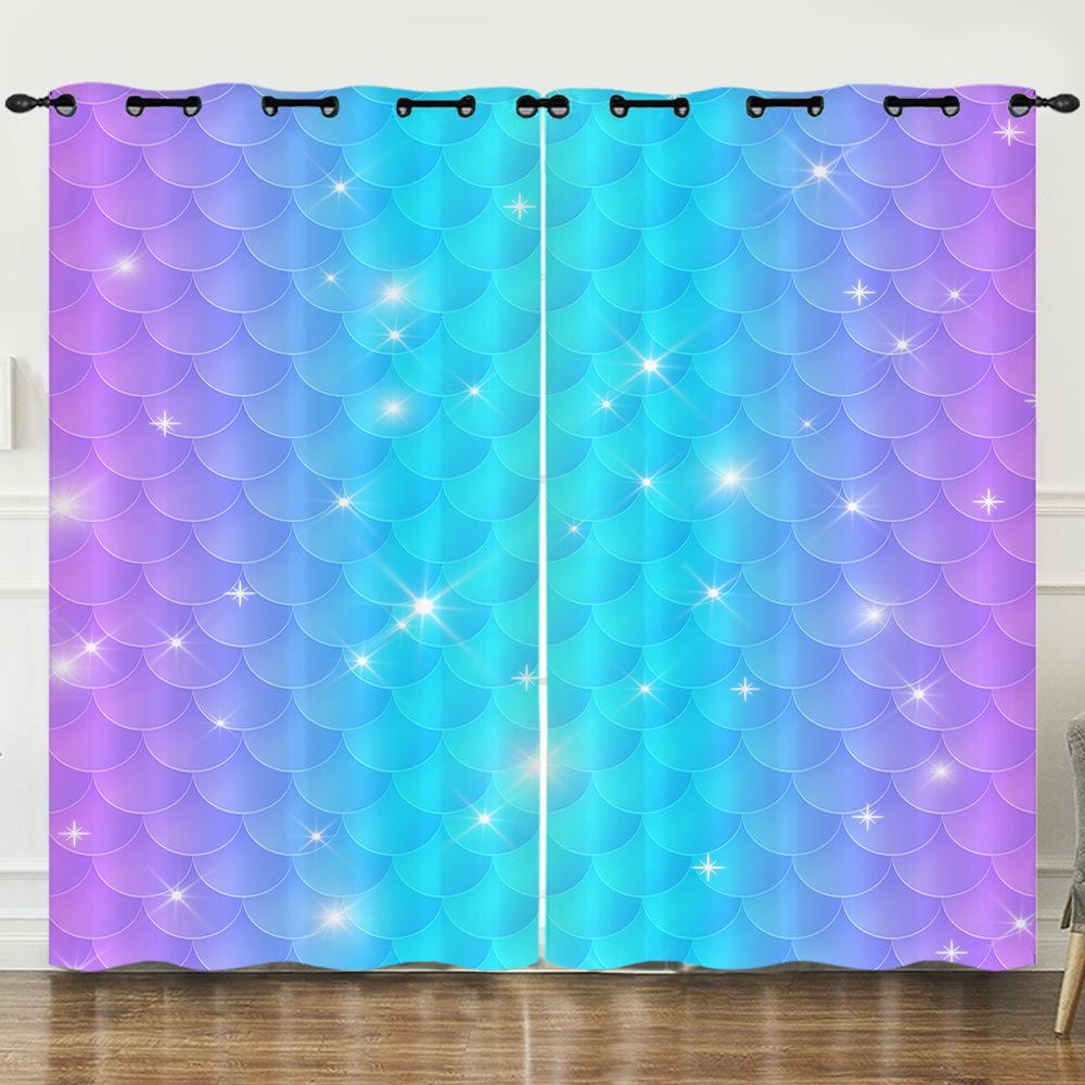 Curtains Color Gradual Change Butterfly Sunshade Child Blackout Curtain Bedroom Without Punching European and American