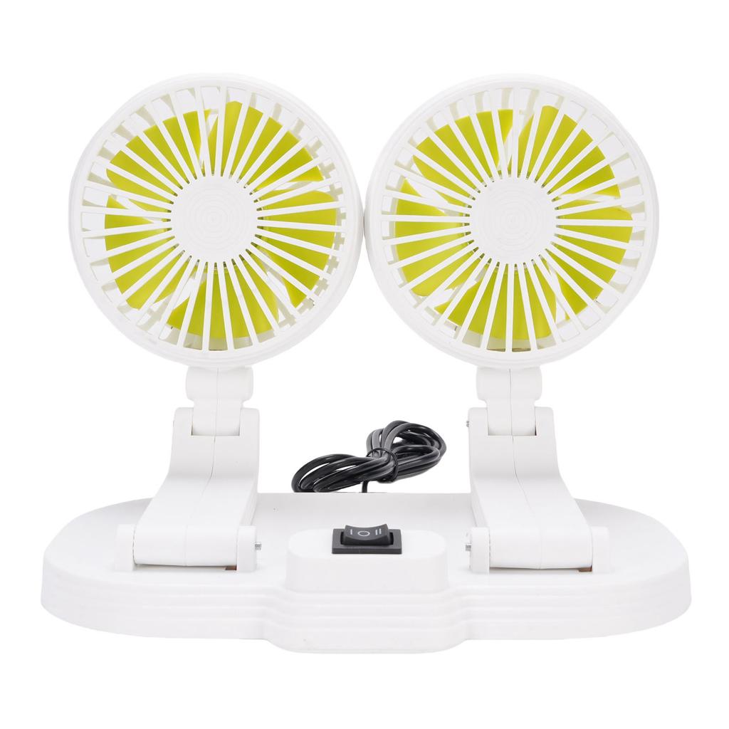   5V USB Car Cooling Fan 2 Speed Wind Quiet 360 Deg Rotatable Portable Dual Head Desk Fan for SUV RV Truck