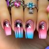 24 Stück Mittellange Sommer Strand Press-On Nägel Falsche Nägel mit Kokospalmen-Designs Maniküre Nagelzubehör für Damen