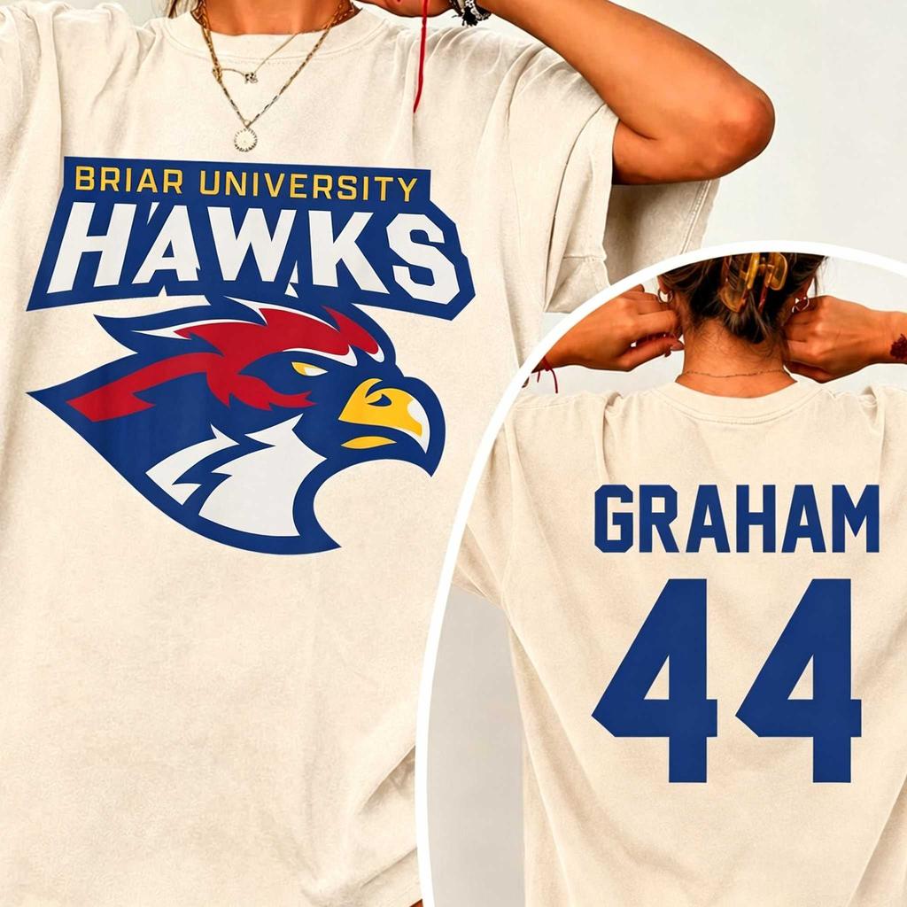 2026 Hot Off Campus Briar Hawks Garrett Graham T-shirt Booktok Ice Hockey Jersey Aesthetic Unisex Oversized Summer Cotton Graphic Tee Top