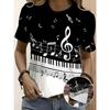 Fashion Women Retro Creative Musical Key Print T Shirt Funny Casual O-neck Short Sleeves T-shirt Summer Female Tee Shirt