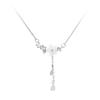 Romantic Cherry Blossom Heart Tassel Necklace with Shell Petals - Sweet Forest Style
