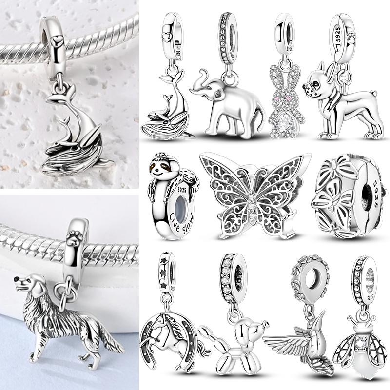 925 Sterling Silver Charms Bead Pendant Butterfly Dog Humpback Bird Firefly Whale Charms Fit Original Bracelet DIY Women Jewelry