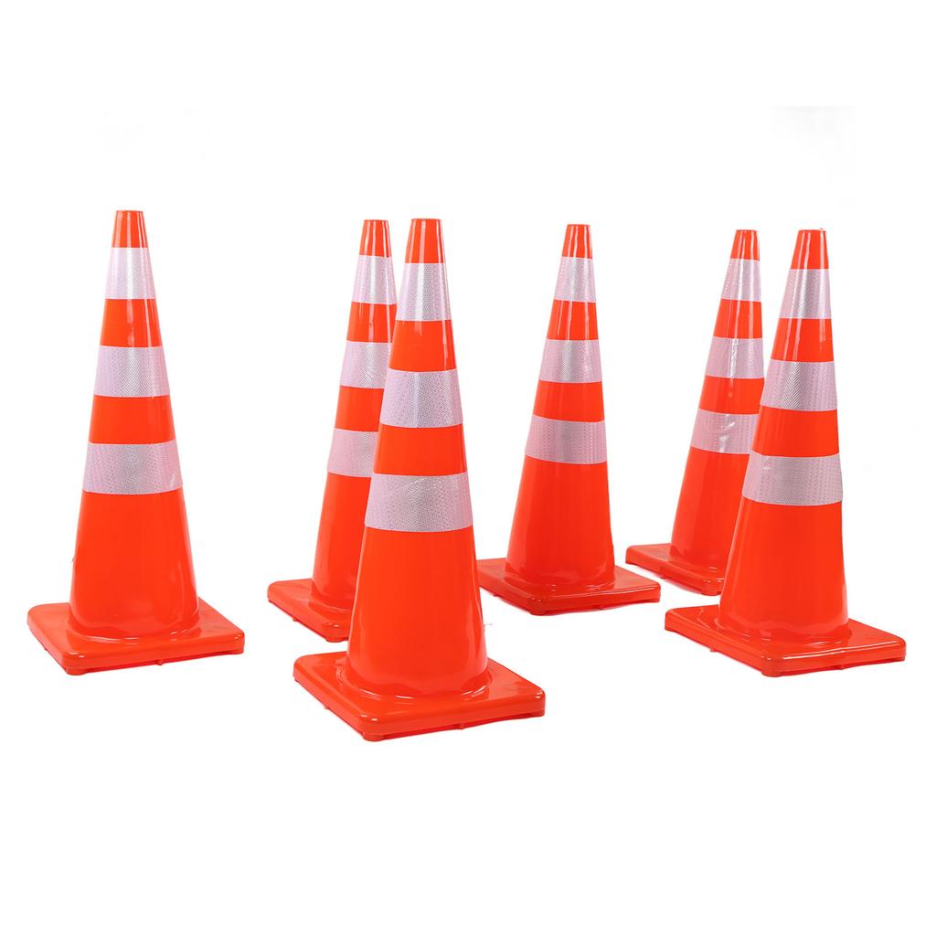 6Pcs Traffic Cones Weather Resistant Reflective Base Road Cones for Parking Lot Camping Red Road Cones Traffic Cones