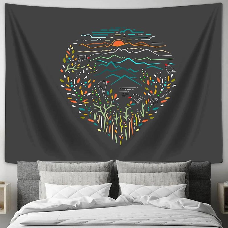 Boho Tapestry Nature Landscape Wall Hanging Forest Trees Mountain Scenic Home Decor Aesthetic Room Divider Dorm Wall Art