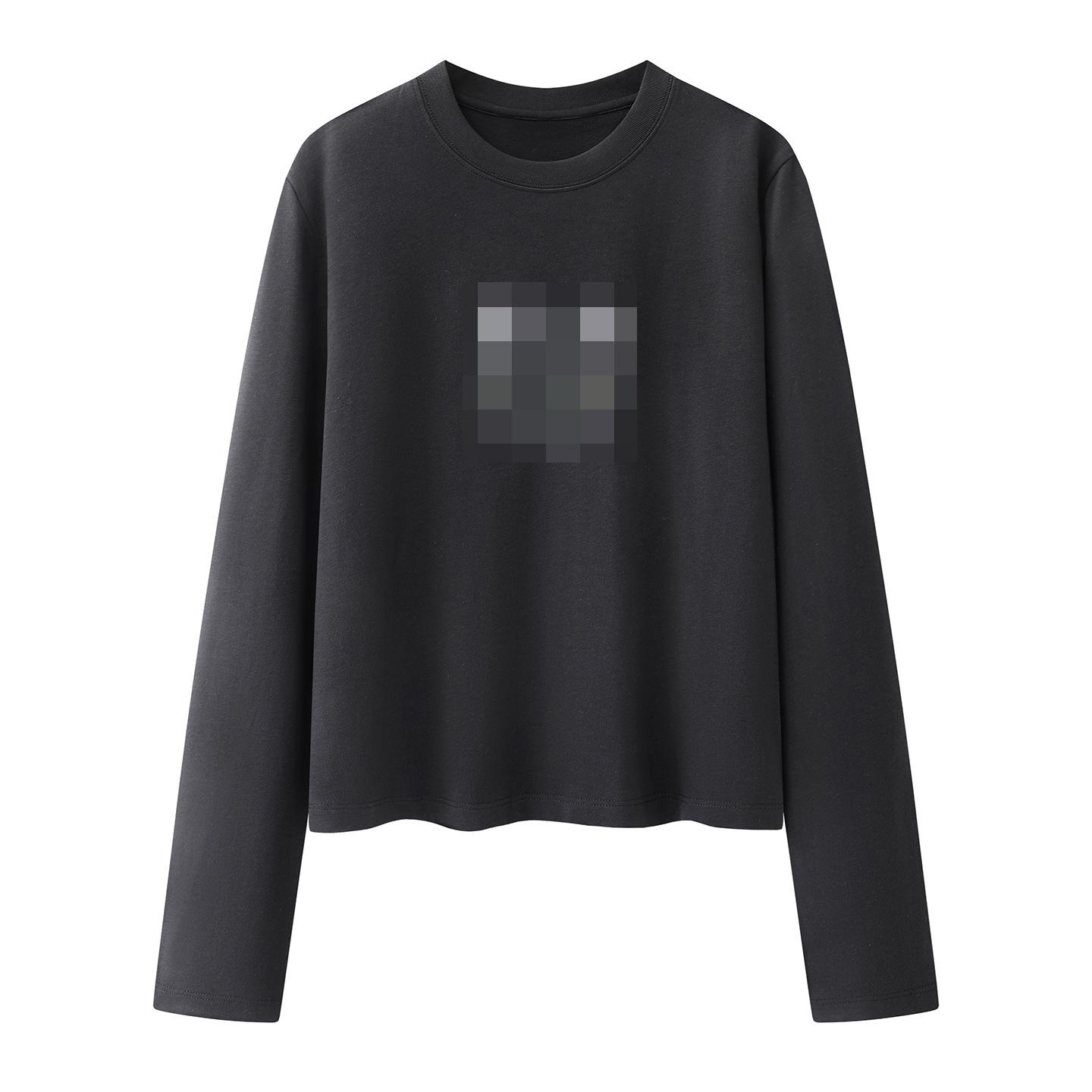 In-Stock Women s Cartoon Print Long Sleeve T-shirt, Round Neck, Loose Fit - Spring 2026 Small чёрный