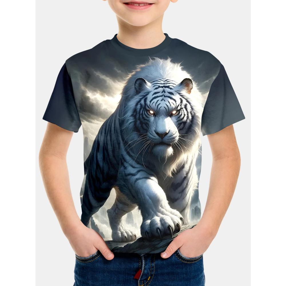 Boys' clothing 3D high-definition printed animal T-shirt street style summer comfortable casual round neck short sleeved children's T-shirt