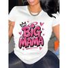 Women's Plus Size Casual Short Sleeve T-Shirt BIG MAMA Graphic With Crown & Hear