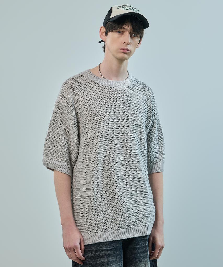 LOGSTORE Crew Neck Mesh Round Knit