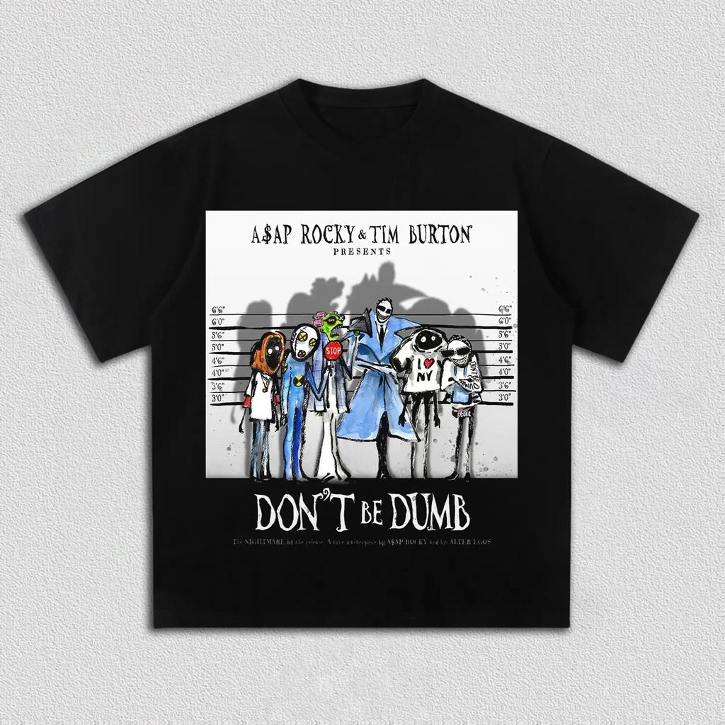 2026 ASAP Rocky Dont Be Dumb Album Graphics Cotton Men Shirt Summer Oneck Womens Y2k Hip Hop Short Sleeve Top Fan Gift