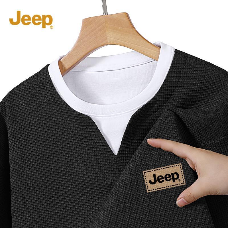 JEEP Men s Faux Two-Piece Waffle Long Sleeve T-Shirt 3XL