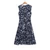 Summer new French fashion temperament round neck sleeveless waist thin printed dress