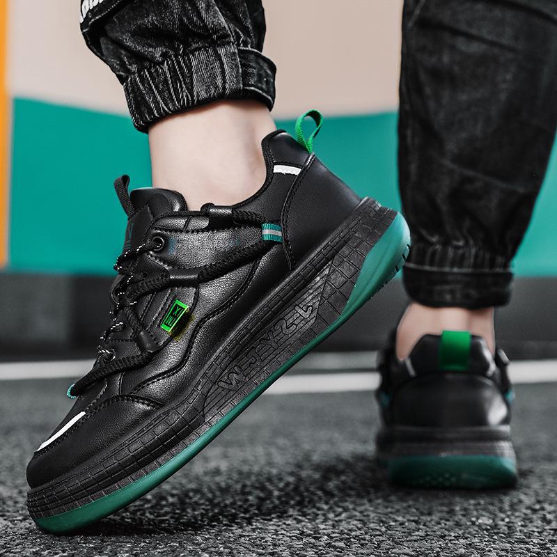 

Student fashion low-top color matching thick baseplate shoes Harajuku trend sports and leisure shoes men s lace-up white shoes 39