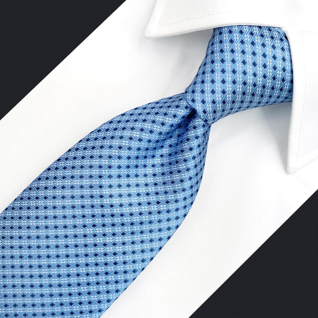 SHLAX&WING Men's Blue Dot Business Silk Long Necktie, 160cm