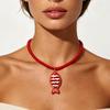 Fish Pendant Necklace Bohemian Handmade Beaded Beach Vacation Jewelry for Women Daily Casual Outfit Matching