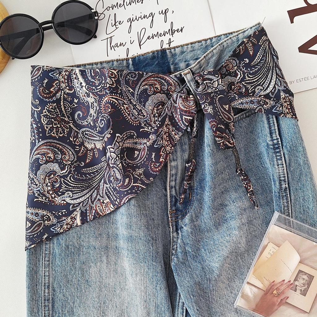 Retro Paisley Silk Scarf: Women's Spring/Summer Versatile Scarf & Waist Accessory