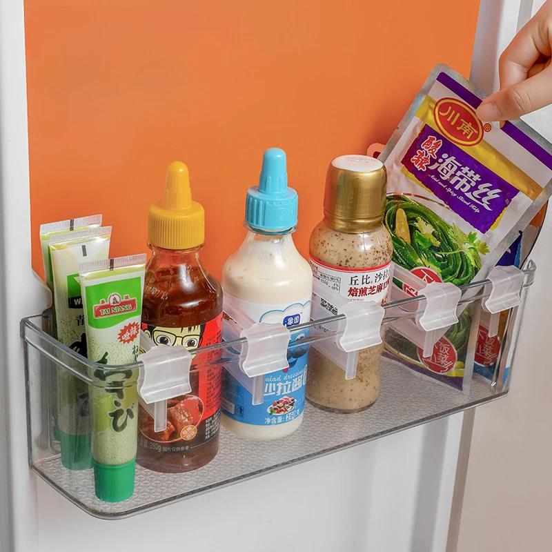 4Pcs Adjustable Refrigerator Divider Board Storage Separator Clip Organizer Extendable Fridge Partition Shelf Separator for Home Kitchen