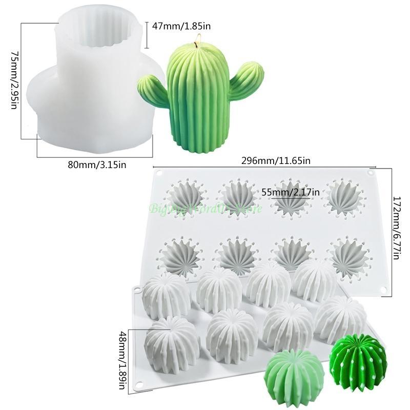 24TE Cactus Candles Epoxy Resin Mold 3D Clay Soap Wax Silicone Mould DIY Crafts Cake Decorations Casting Tool