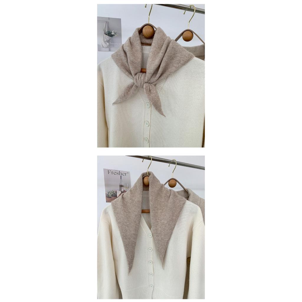 Wool Temperament, Anti-aging Triangle Scarf, Knitted Small Shawl for Women in Autumn and Winter, Versatile Korean Version, Knotted and Shoulder Worn