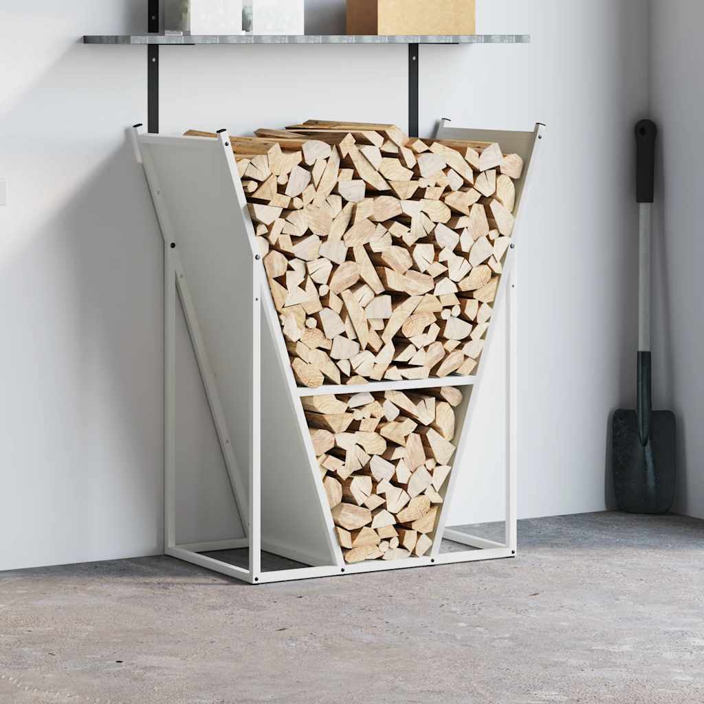 Firewood Rack White 69.5 x 35 x 81 cm Cold Rolled Steel