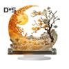 Moon Acrylic Ornament 2D Moon And Plum Tree Decoration Crescent Moon Centerpiece with Base for Home Mantel Dinning Table Desk Decor