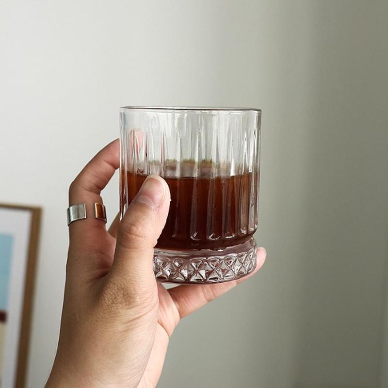 4pcs Glass for Drinking 8oz Whiskey Cup Set Transparent Crystal Diamond Painting Cup Juice Cocktail Glass Household Drinkware