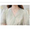 Fashion High Waist Summer Dress Floral Print Chinese Style Midi Short Sleeve