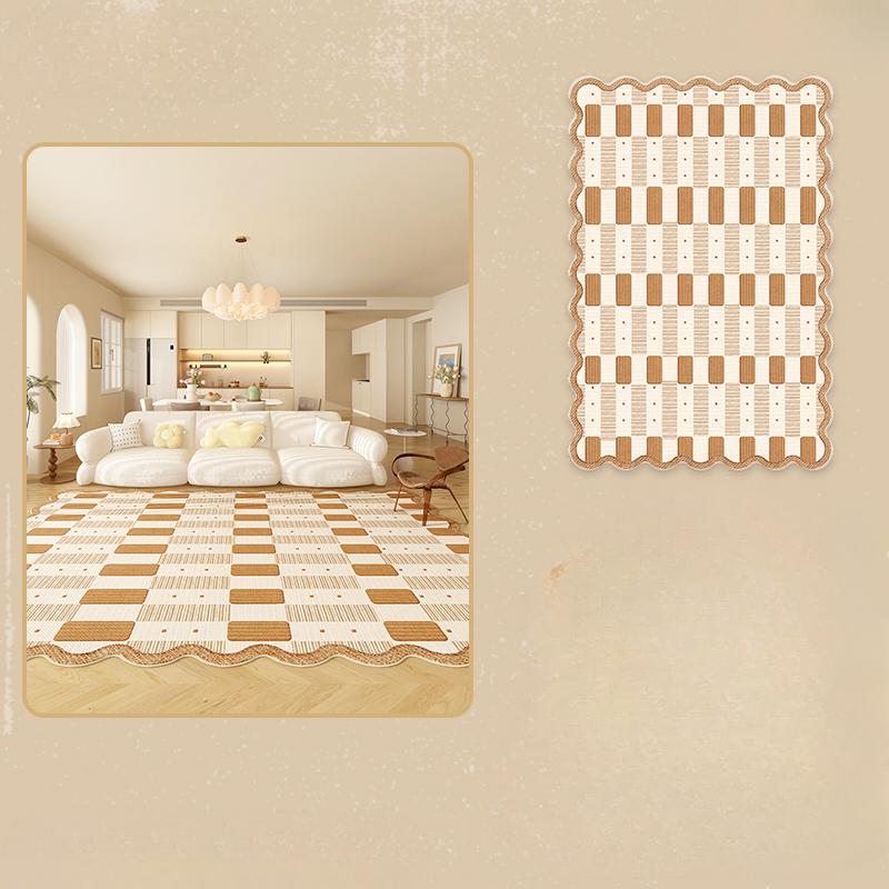

Irregular Shapes Carpets for Living Room Thick Anti-slip Lounge Mat Fluffy Soft Study Rug Cream Style Bedroom Decor Plush Carpet 80x120cm