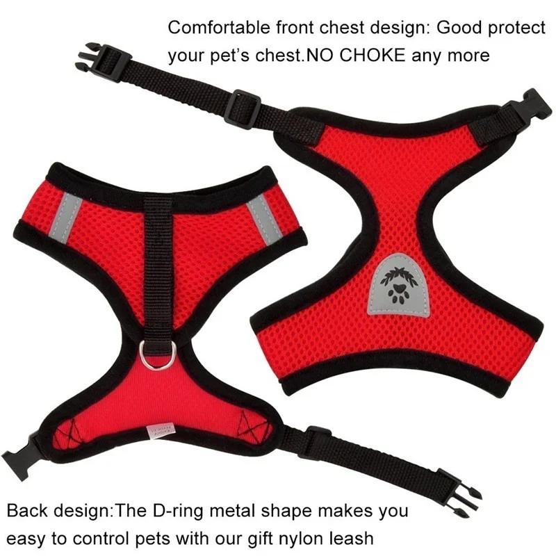 Pet Cat Harness Adjustable Mesh Walking Lead Leash Puppy Vest Polyester Breathable Kitten Accessories For Small Medium Dog
