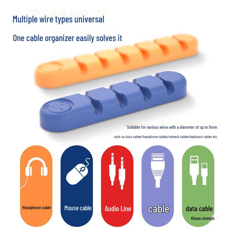 Little Bear Self-Adhesive Cable Organizer for Desktop and Wall