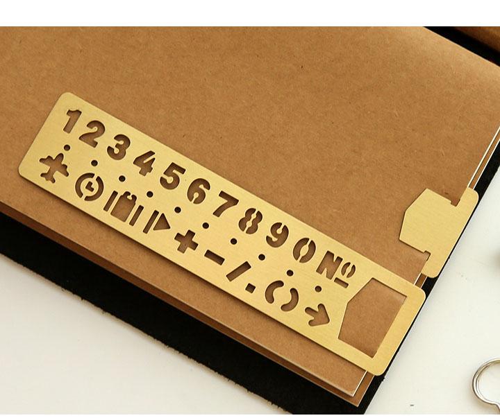 2021121732 Vintage Brass Letter and Numbers Metal Ruler Template Ruler Bookmark Marker Stationery School Supplies Belt Buckle