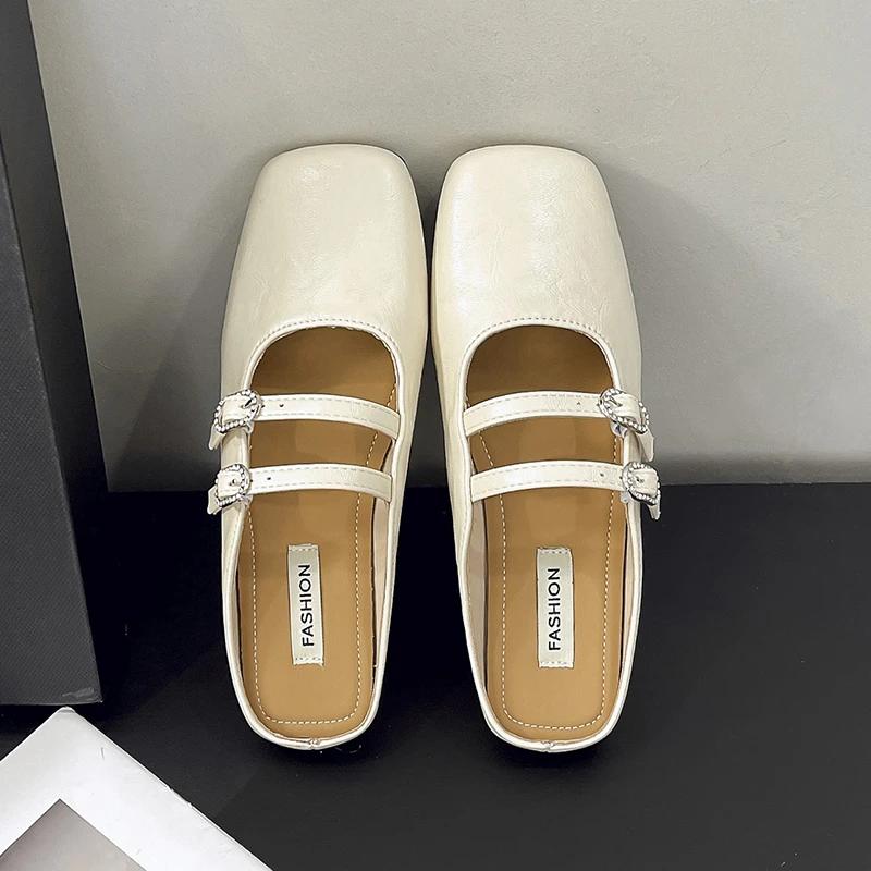 Fashion Square Toe Women Mary Jane Shoes Fashion Shallow Ladies Casual Soft Sole Flats 2025 Spring Women's Comfort Ballerinas Shoes