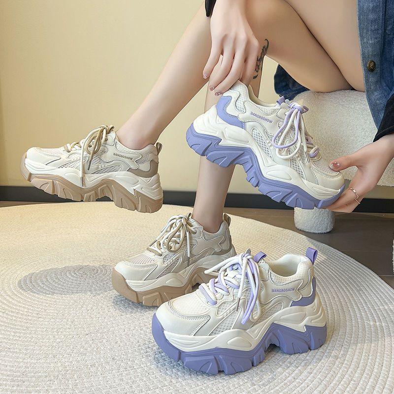 Fashion Luxury Thick Sole Heightened Dad Shoes for Women 2024 New Korean Breathable Mesh Sports and Casual Shoes Running Shoes sneakers