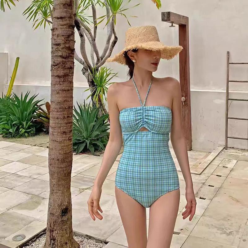 Korean Women s Conservative Slimming Strapless One-Piece Swimsuit L
