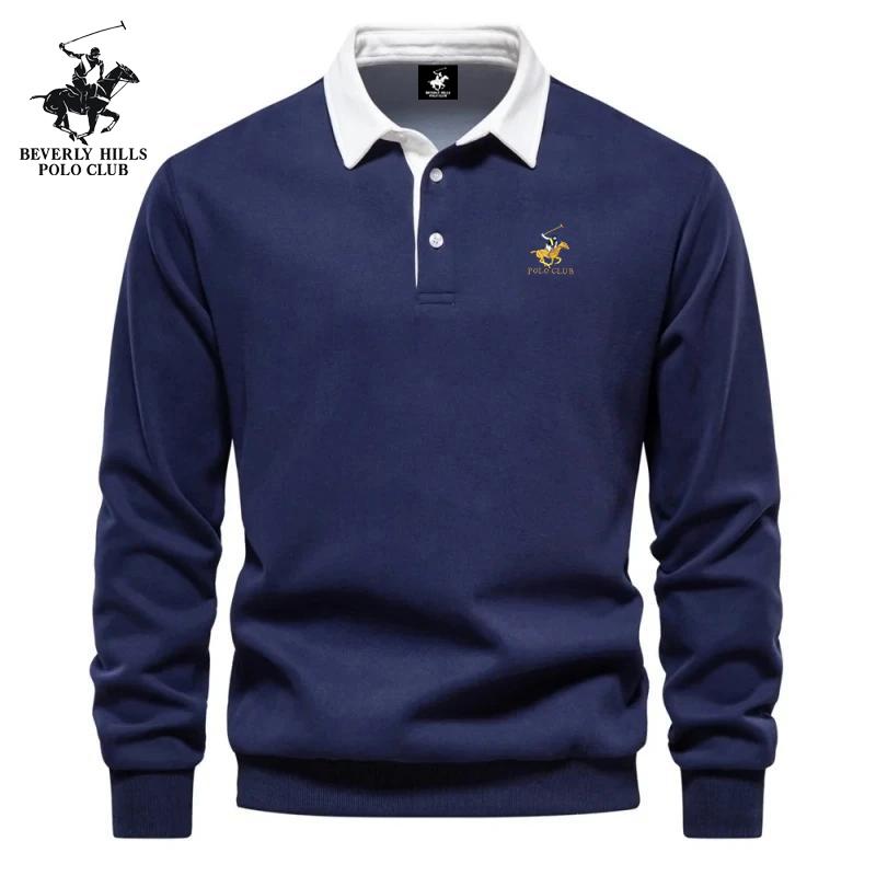 

POLO CLUB Men s Pony Embroidered Pure Cotton Long Sleeved Polo Shirt for Autumn and Winter, New Fashionable and Casual Multifunctional Top S