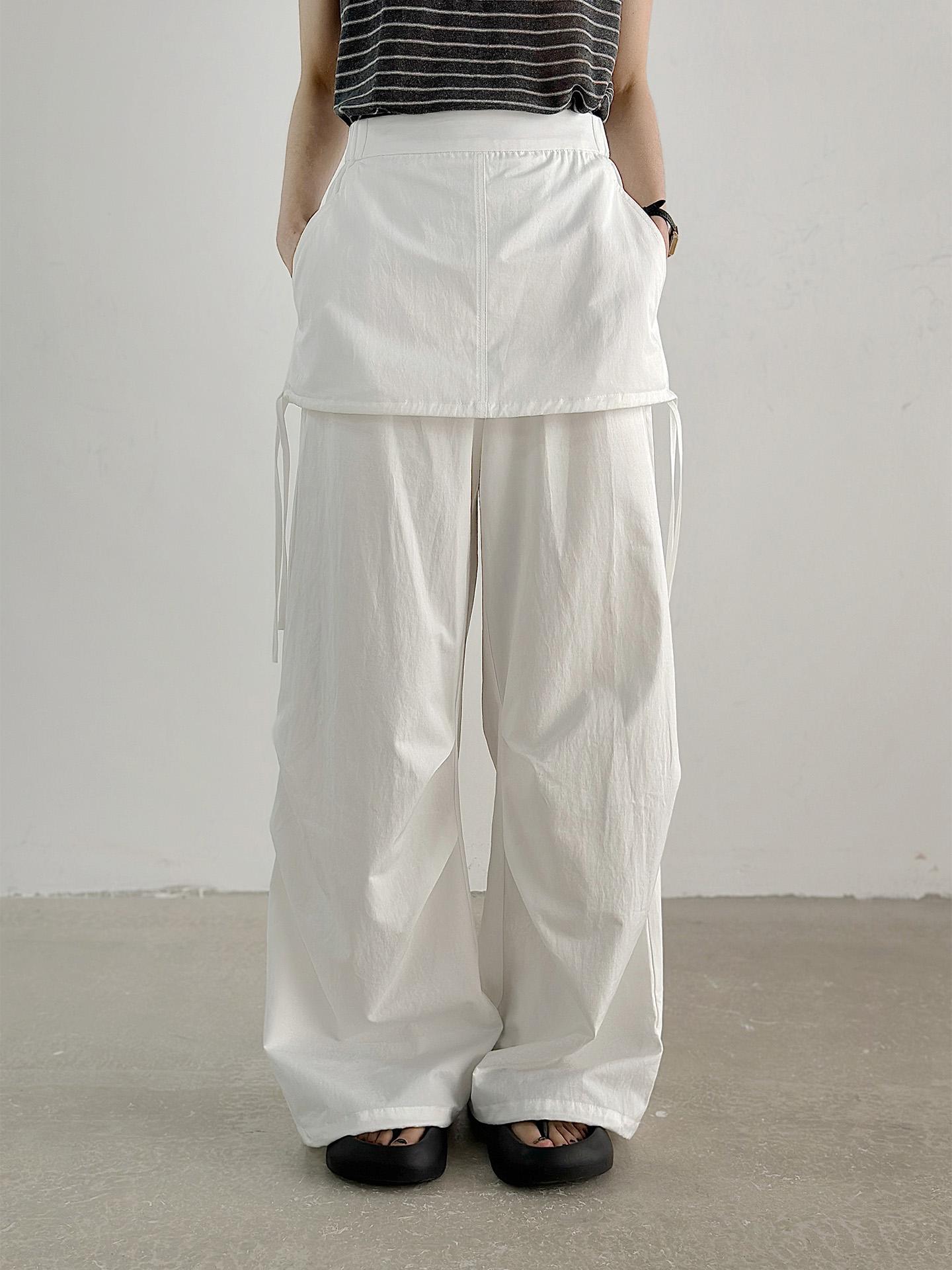 Tencel Linen Spicy Girl Slim Cargo Paratrooper Pants Medium белый