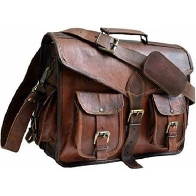 Laptop Messenger Bag 17.5 Inch, Vintage Canvas Leather Shoulder Bag, Durable Computer Bags Business Briefcases Satchel Bag Work Bags for Men and Women