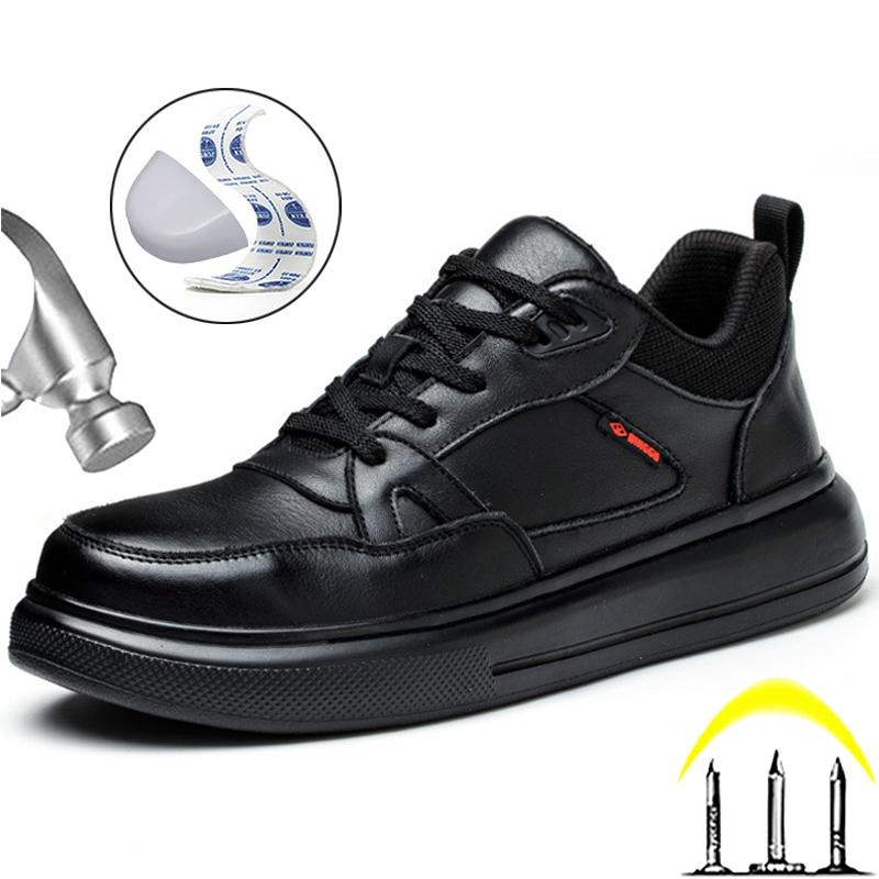 Cowhide Safety Shoes Men Composite Toe Electrical Insulated Shoes Waterproof Work Shoes Puncture-Proof Indestructible Shoes