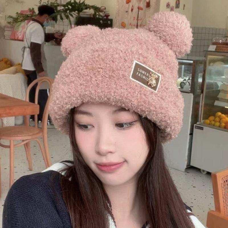 Krásná větruodolná zimní plyšová čepice ve tvaru medvědích uší Harajuku klobouk pro ženy muže Udržujte uši v teple klobouk potřeby do chladného počasí