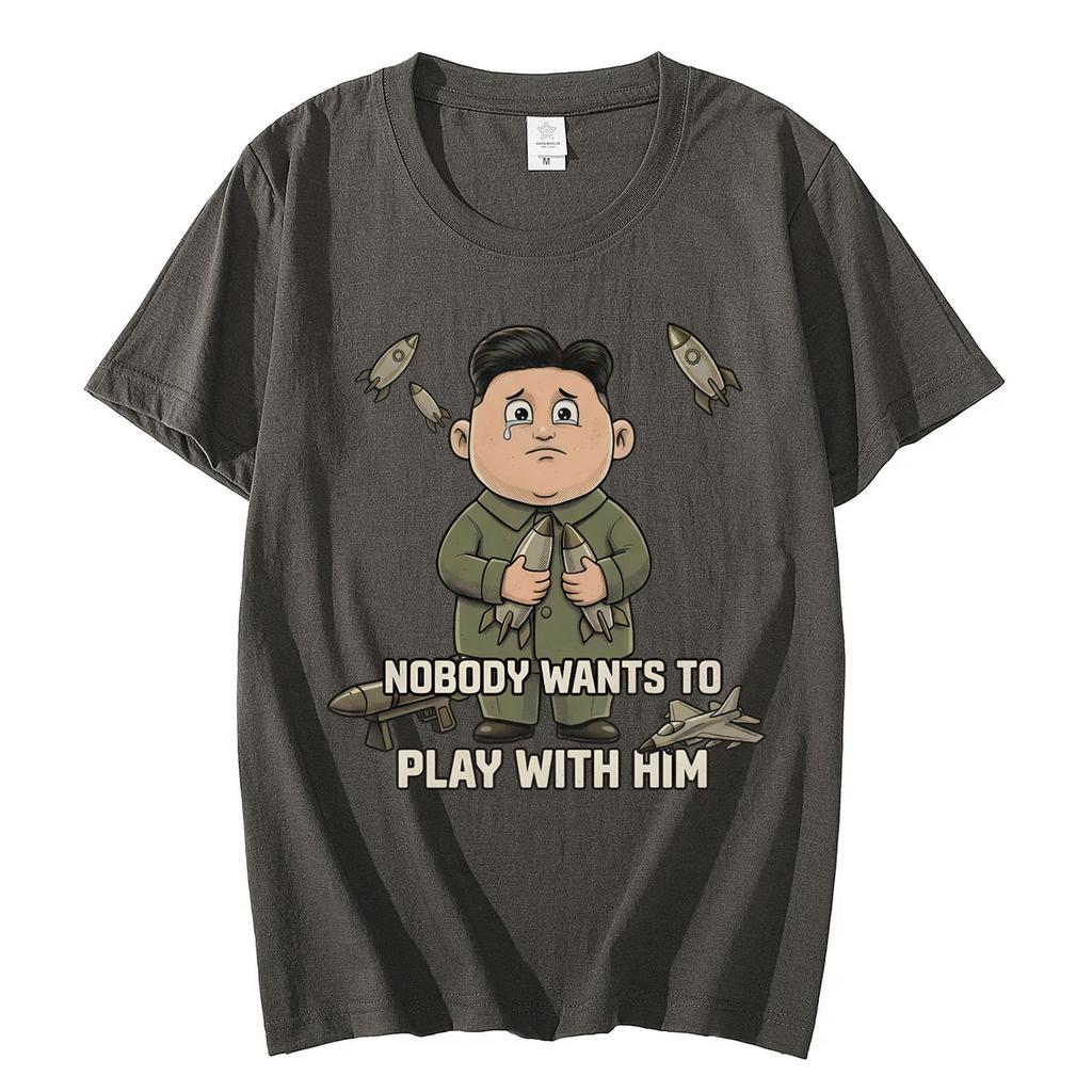Sad Leader and Missiles Funny Meme T Shirt High Street Fashion Trend Short Sleeve Tshirts Men Women Casual Loose Cotton Tshirt