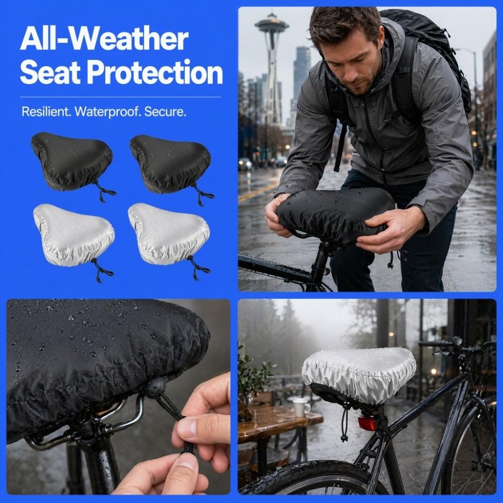 4PCS Washable Bicycle Saddle Cover with Drawstring Cycling Seat Cushion Cover  Bike Seat Protection