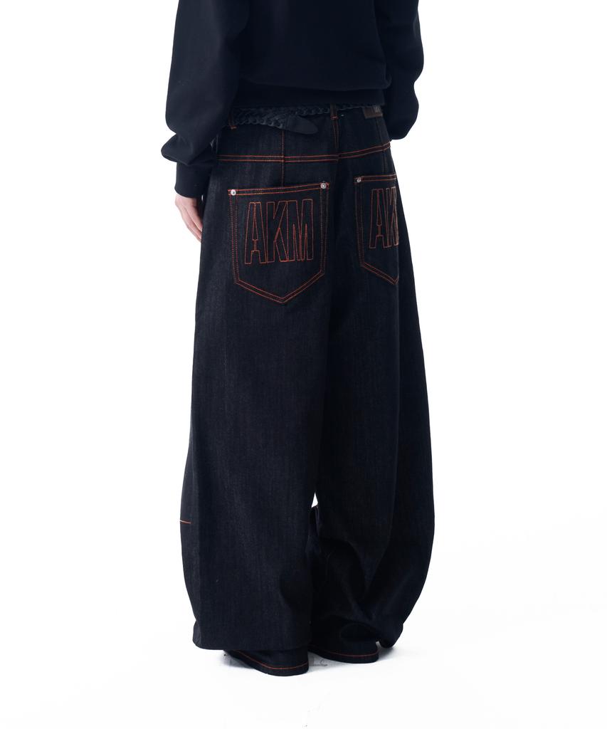 AAKAM Stitched Denim Pants (Black)