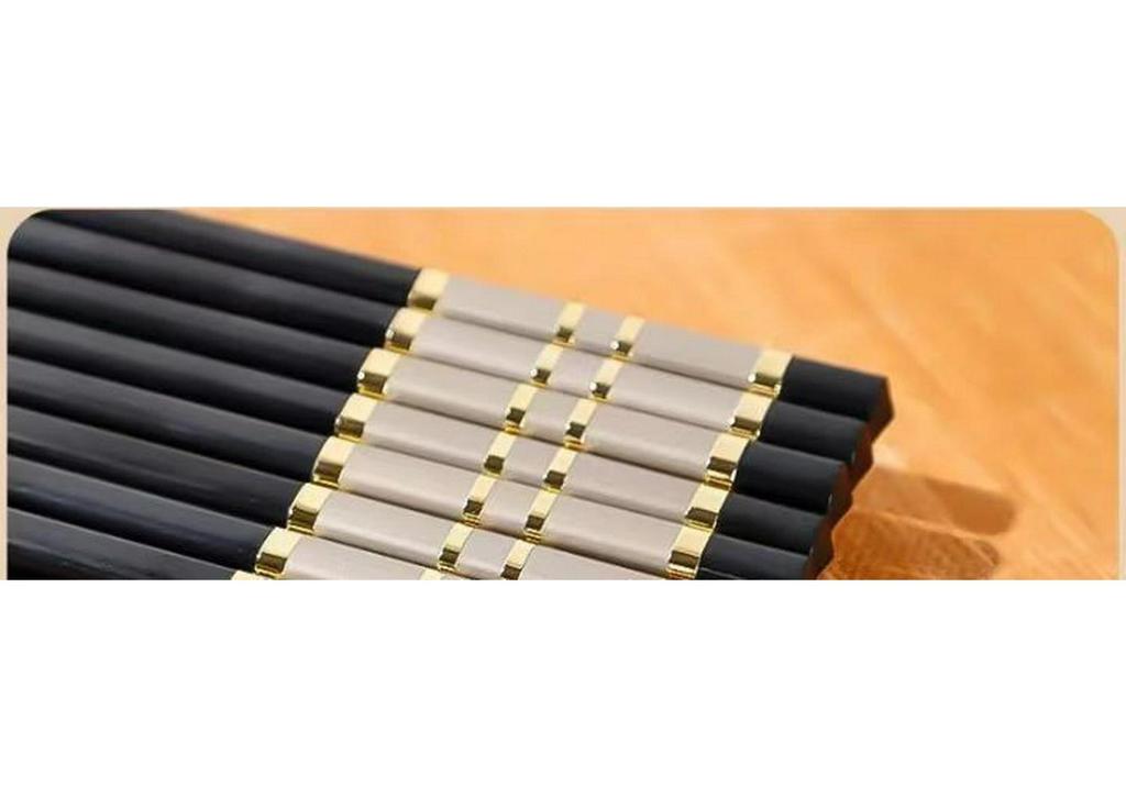 Premium Alloy Chopsticks: Antibacterial, Mildew-Resistant, Non-Slip, Heat-Resistant - Ideal for Home, Hotel, and Restaurant Use.