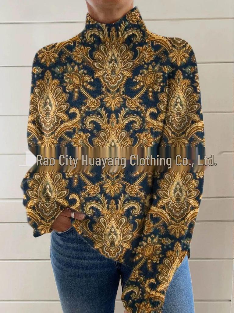 2026 Abstract Print Christmas Cloak Coat
