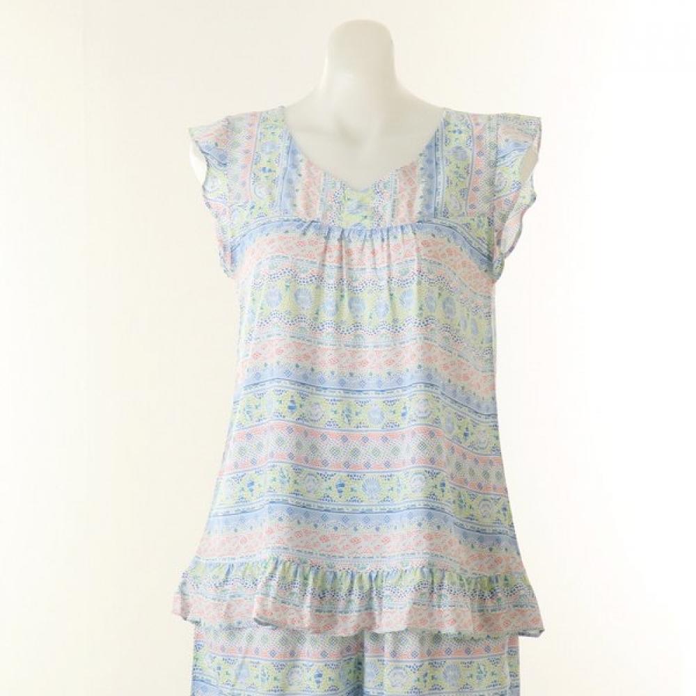 

VenuS Rayon 60S Beach Print Homewear Women S Top Vev3936f blue (BU)/100