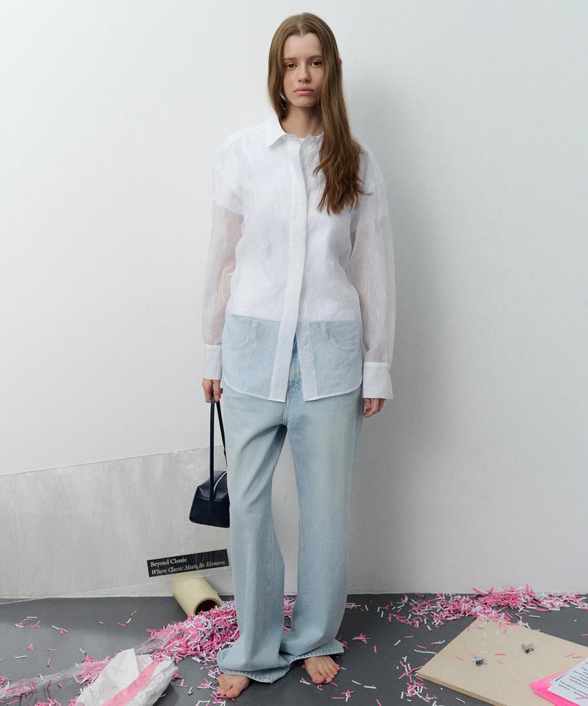 Leuba Crinkled Drawstring Shirt - Snow White